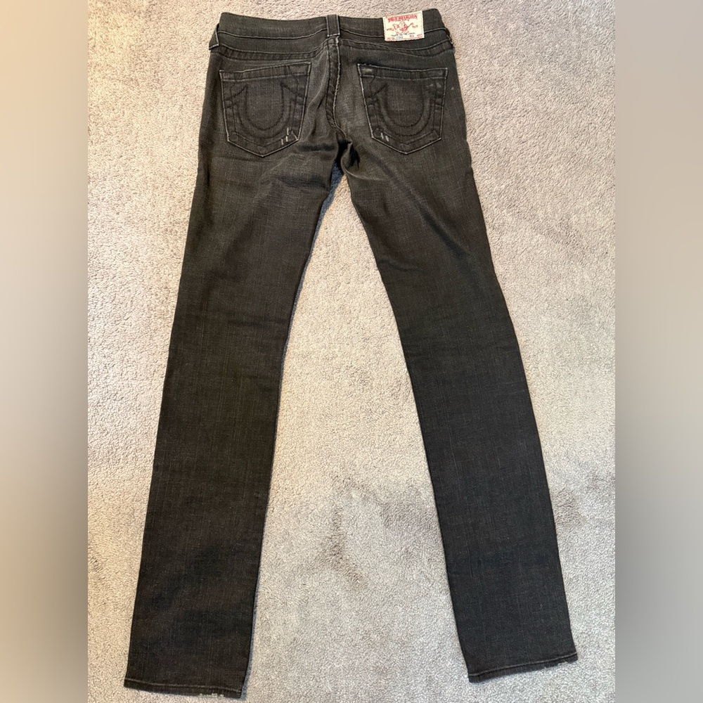 True Religion Women's Skinny Black Jeans with Signature Back Pocket